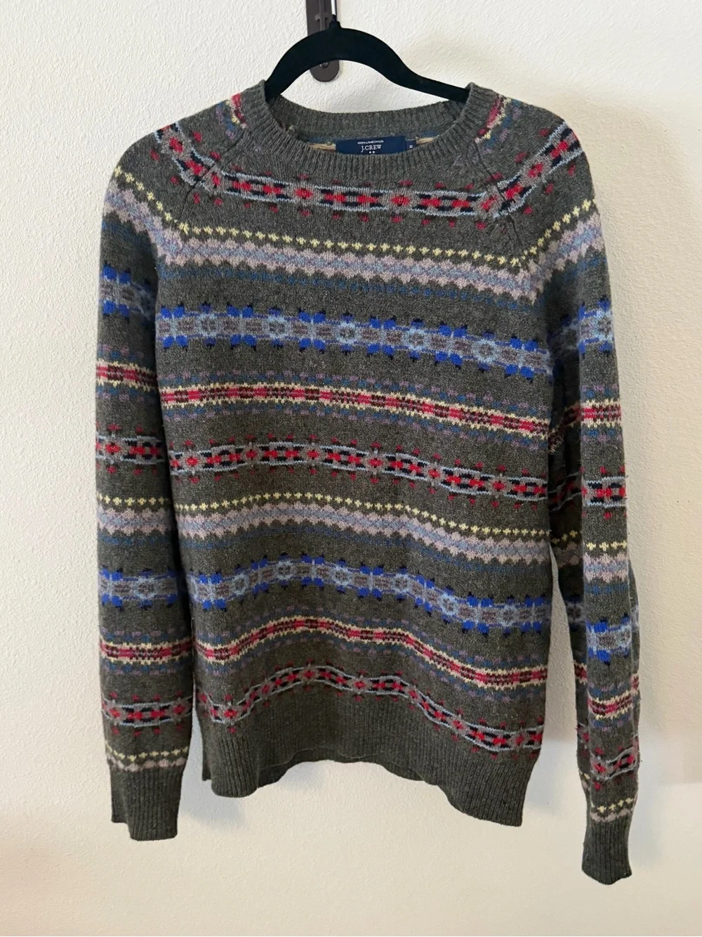 J Crew 100% Lambswool Fair Isle Sweater